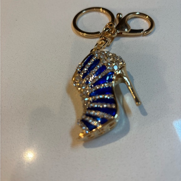 High Heel Stiletto Keychain Blue or Purple w/Rhinestones & Crystal - Picture 1 of 6
